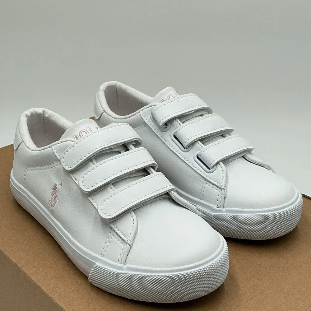 Polo Ralph Lauren Easten II Sneakers Kids US 11.5 White Walking Shoes Eby3195